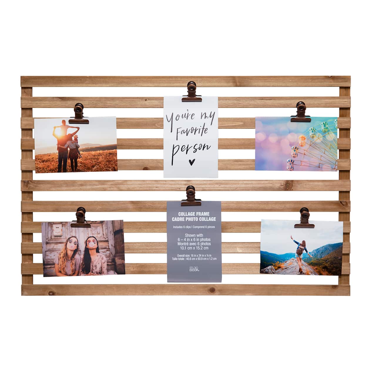 6 Opening 16" x 24" Grid Board Collage Frame with Clips by Studio Décor®